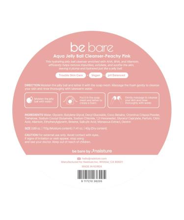 Be Bare Aqua Jelly Ball Cleanser - Daily Korean Face Wash for Dry Skin with AHA BHA & Allantoin - Hydrating Exfoliant - Peachy Pink (1.41oz - Buy Online on GoSupps.com