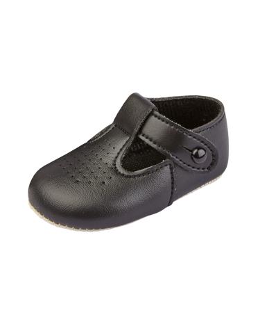 Early Days Baypods Baby Shoes for Boys & Girls Soft Soled Pre Walker Shoes Soft Faux Leather Baby Boys & Baby Girls Shoes B625 T Bar Style Shoe with Hole Punch Made in England 0 UK Child Black