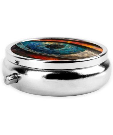 Giant Eye Portable Metal Pill Box - Round Mini 3-Compartment Travel Organizer for Small Pills - Buy Online on GoSupps.com
