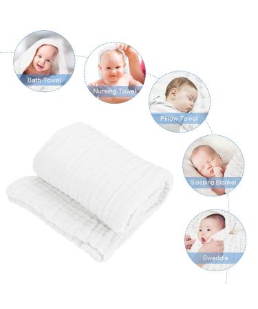 FOOK FISH Muslin Baby Towel 2 Pack - Super Soft 6 Layer Cotton Infant Bath Towel for Newborns - 40 x 40inches, White - Buy Online on GoSupps.com