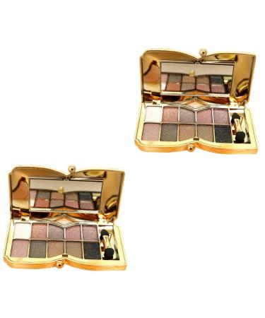 FOMIYES 2pcs Flash Mirror # Glitter with Makeup and Eyeshadow Brush Colorful Shadow Colors Eye 1 count (Pack of 1) As Shownx2pcs