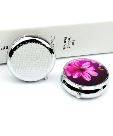 Portable Flower Print Pill Box - Travel-Friendly 3 Compartment Organizer for Medicine | Small Round Case for Purse & Pocket - Buy Online on GoSupps.com