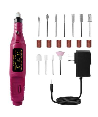 Portable Electric Nail Drill, Acrylic Nail Kit Professional Nail Polishing Set Variable Speed Electric Nail File Tools for Gel Nails DIY Nail Art Manicure Carver Pedicure Polish Remover (Dark Rose)