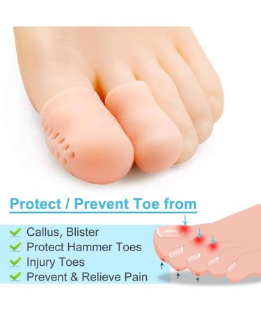 Bukihome Silicone Toe Protectors - 12 PCS Toe Caps for Corns, Blisters, Ingrown Toenails - Pain Relief Sleeves (4 Large + 8 Medium) Pink - Buy Online on GoSupps.com