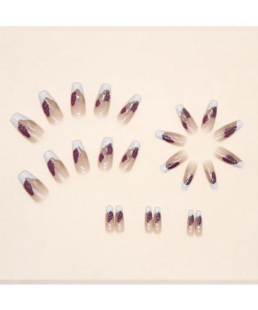 JUSTOTRY 24 Pieces Coffin Nails - Beige French Artificial Nails with Gems | Press On Nude Ballerina Nails | Long Coffin Fingernails for Women - Perfect for International Shipping - Buy Online on GoSupps.com