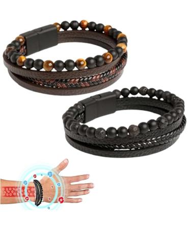 AILYFIRDO Volcanicx Wellness & Relief Armband Volcanic Menopause Arm Band for Losing Losing Natural Tiger Sight-Stone Pen Brand Leather Tissue Suitable for Men and Women Style A