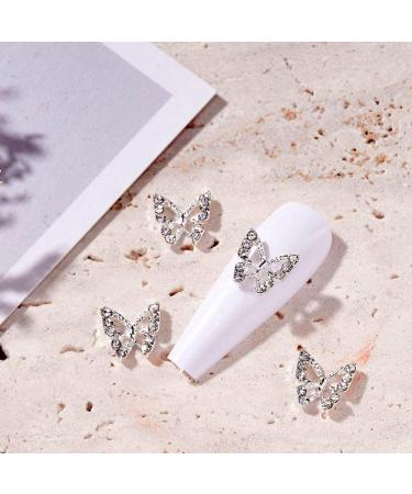 KACHIMOO 20pcs Metal Butterfly Nail Charms Silver 3D Nail Gems for Acrylic Nails DIY Craft | Nail Rhinestones & Art Accessories - Buy Online on GoSupps.com