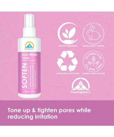 Rose Water Toner for Face & Hair - 100% Natural Moroccan Rose Petal Water | Alcohol-Free & Vegan | Hydrates & Freshens Dry Skin (4 fl.oz./120 ml - Buy Online on GoSupps.com