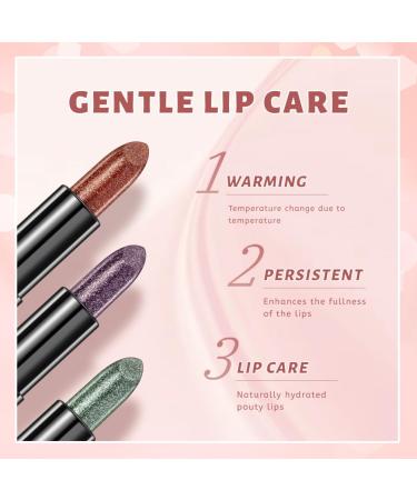 Buy 3 Colors Color Changing Lipstick Set | pH Reactive Moisturizing Glitter Lip Balm | Long Lasting Waterproof Matte Tinted Lipstick for All-Day Hydration - Buy Online on GoSupps.com