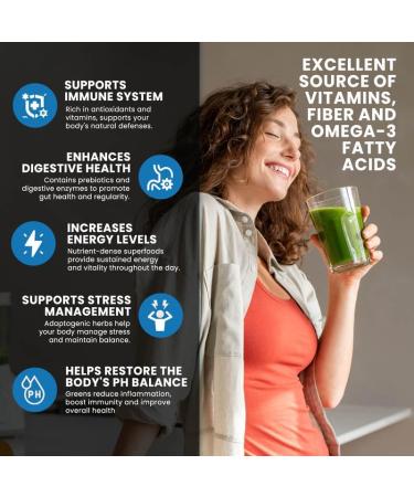 Nova Pharma Greens & Berries - 100% Organic Greens Superfood Powder Rich Vitamins Fiber Omega-3 Fatty Acids Boosts Immune System Detoxifies Digestive System - Lactose-Free GMO-Free - 30 Servings - Buy Online on GoSupps.com