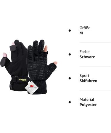 Songwin Waterproof Winter Gloves | Ethylene Insulated Ski & Snowboard Touchscreen Gloves for Men & Women | Perfect for Fishing Photography and Hunting - Black M - Buy Online on GoSupps.com