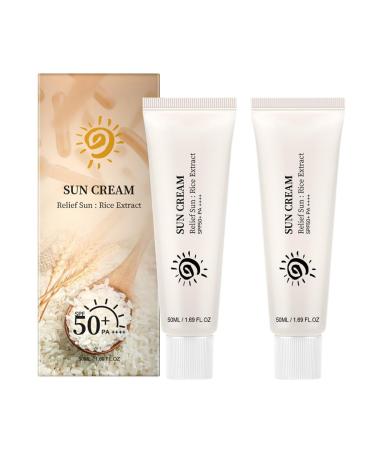 Rice Sun Sunscreen Rice Protective Cream Probiotics Sunscreen SPF50+ PA+++ Rice Extract Sunscreen Moisturizing UV Defense Facial Sunscreen 2pc