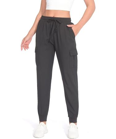 Women's Lightweight Black Cargo Joggers - X-Large | Outdoor Travel & Workout Pants - Buy Online on GoSupps.com