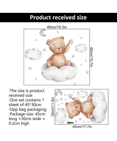 Cute Bears and Moon Wall Stickers for Kids Bedroom Decor | Nursery Window Decals - Set of Bears, Clouds, Moon and Stars - Buy Online on GoSupps.com