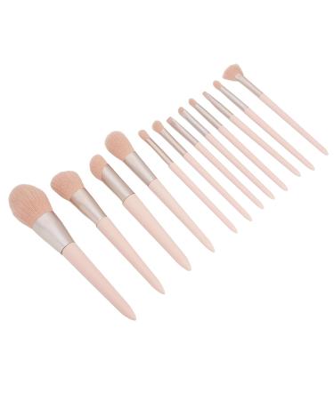 Soft Pink Fiber Hair Brushes Set | 12pcs Professional Makeup Tools for Blush Eyebrow & Eyeshadow - International Shipping Available - Buy Online on GoSupps.com