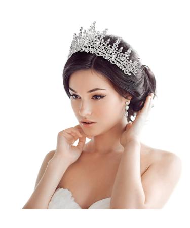 Tobatoba Silver Wedding Tiara for Women - Crystal Tiaras & Crowns for Bride - Royal Queen Crown Headband for Birthday, Prom & Pageant - Buy Online on GoSupps.com