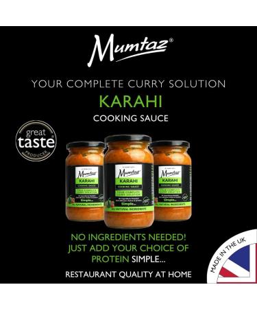Mumtaz KARAHI Indian Curry Cooking Sauce 350g Pack of 3 Restaurant Quality at Home - Medium Spiced Serves 4-5 All Natural Ingredients Gluten Free Vegetarian Friendly. - Buy Online on GoSupps.com