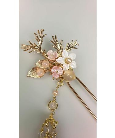 Yuri Handmade Pearl Shell Hairpin Clasp - Chinese Traditional Style Brass Wedding Hair Decoration - Buy Online on GoSupps.com