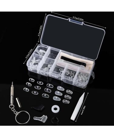 Glasses Nose Pads Repair Kit - 30 Pairs Silicone Screw-in Nose Pads with Tweezer and Cloth - Anti Slip Grips for Eyeglasses - Buy Online on GoSupps.com