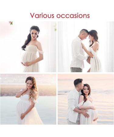 Maeau Women's Maternity Photography Props Dress - Elegant Ladies Wedding Party Outfit | Size S Pink - Buy Online on GoSupps.com