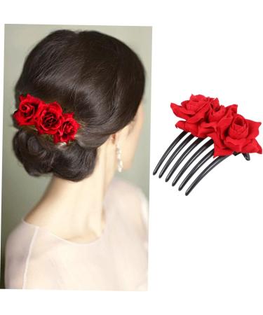 MAGICLULU 1pc Rose Hair Comb Rose Flower Comb Floral Comb Floral Hair Comb Rose Hair Accessories - Buy Online on GoSupps.com