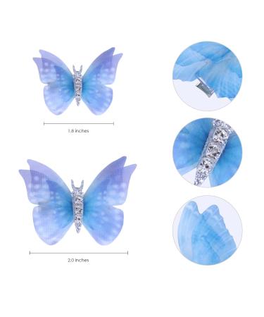16-Piece Glitter Butterfly Hair Clips for Girls and Women - Silver/Diamond - Chiffon Fairy Wings Hair Accessories - Buy Online on GoSupps.com