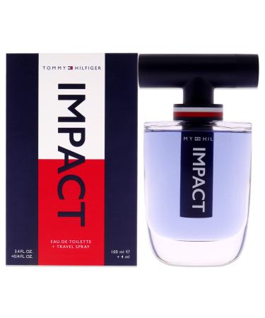 Tommy Hilfiger Impact Men 3.4oz EDT Spray 4ml (Mini) Travel Spray 2 Pc Gift Set Fresh 1 Count (Pack of 2)