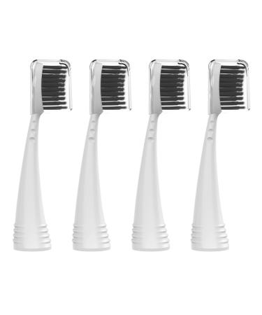 Replacement Toothbrush Heads for Burst (Charcoal Bristles 4 Count White with Covers) White (4 Count)