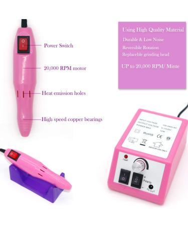 FATUXZ Professional Nail Drill Machine 20000 RPM - Nail File Kit for Acrylic & Gel Nails - Glazing Nail Art Polisher Set for Home & Salon Use (Pink) - Buy Online on GoSupps.com