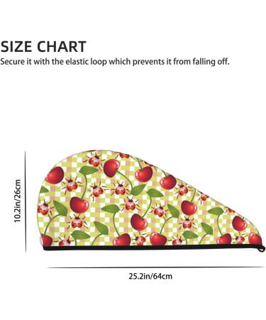 Quick-Dry Hair Towel Wrap with Button - Cute Cherries & Ladybirds Design | Perfect Hair Drying Turban - Buy Online on GoSupps.com