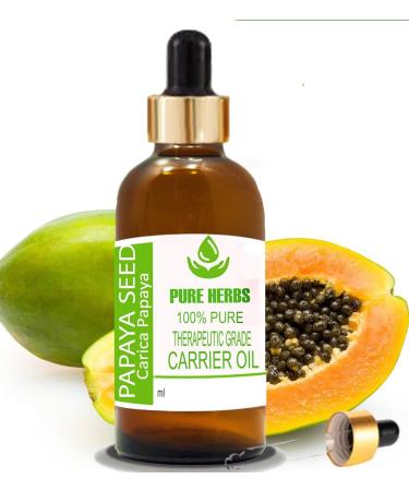 Pure Herbs Papaya Seed Oil (Carica Papaya) - 100ml Natural Therapeutic Grade Carrier Oil with Dropper | Premium Quality Essential Oil for Skincare and Hair Care - Buy Online on GoSupps.com