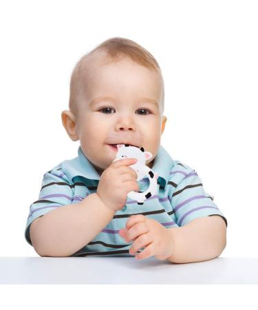 BPA Free Silicone Teething Egg for Boys and Girls - Effective Pain Relief, Freezer Safe - Cow Design - Buy Online on GoSupps.com