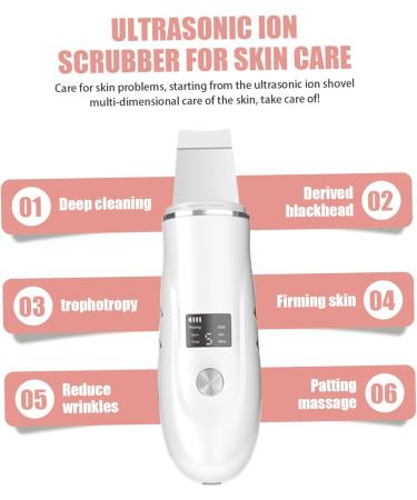 Skin Scrubber 4 in 1 LED Facial Spatula for Pore Cleaner with Curved Blade Removing Blackhead 600mAh USB Rechargeable Skin Care Portable Pore Extractor (White) - Buy Online on GoSupps.com
