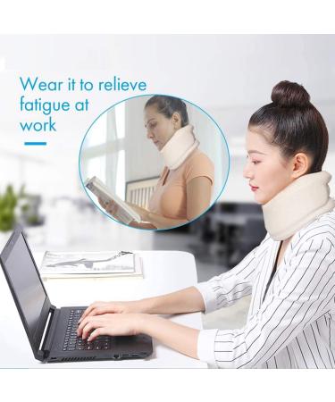 Evvmnaks Neck Brace - Pain Relief Foam Collar Support for Neck Fixation - Comfortable White Pillow Neck Support - Buy Online on GoSupps.com