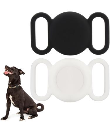 Airtag silicone dog collar for GPS location protective cover compatible with Apple Airtag security and anti-loss (water-repellent black and white)