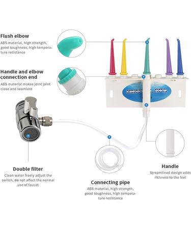 Water Flosser with 5 Color Jet Tips - Non-Electric Oral Irrigator for Family - Easy Install Dental Care & Teeth Cleaning - Buy Online on GoSupps.com