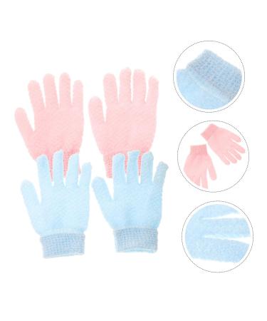 Housoutil Exfoliating Scrub Gloves Set - 2 Pairs Body & Face Scrubbing Mitts for Dead Skin Removal - Loofah Shower Wash Gloves - Thicken Polyester for Ultimate Cleanliness - Buy Online on GoSupps.com