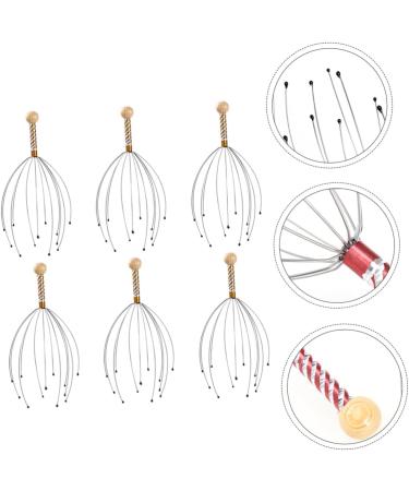 Beaupretty 6-Piece Massager Hand Scrubber & Scalp Massage Brush | Multifunctional Hair Washer Tool & Shampoo Scrubber - Steel & Wood | International Shipping - Buy Online on GoSupps.com