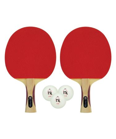 Martin Kilpatrick Vortex Ping Pong Paddle Set  Pips-Out Rubber Surface with Sponge Layer  Flared Handle  Free Balls Included  Recommended for Beginning Level Players 2-Player Set