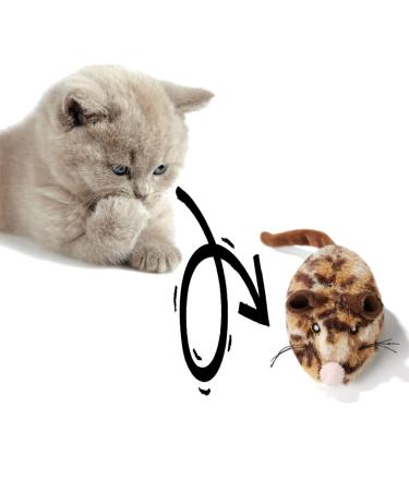 Vealind CAT Automatic movable mouse toy cat toys with lifelike sound interactive cat toys mice for cat run and against boredom (leopard)
