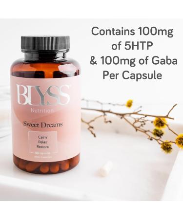 BLYSS Nutrition 5HTP Plus GABA Supplement - Supports Mood Relaxation Stress & Sleep - 200mg - Pure HTP-5 Capsules for Women - 60 ct - Buy Online on GoSupps.com