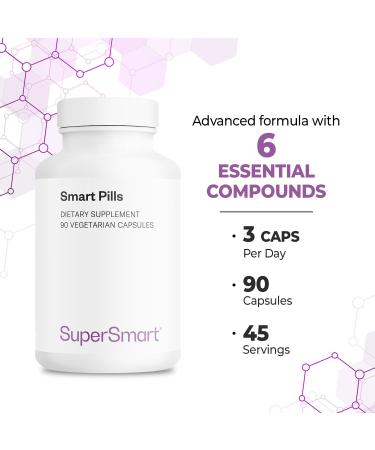 Supersmart - Smart Pills (Advanced Formula) - with Bacopa Monnieri Ginkgo Biloba Caffeine L-Theanine - Super Nootropic Supplement | Non-GMO & Gluten Free - 60 Vegetarian Capsules - Buy Online on GoSupps.com