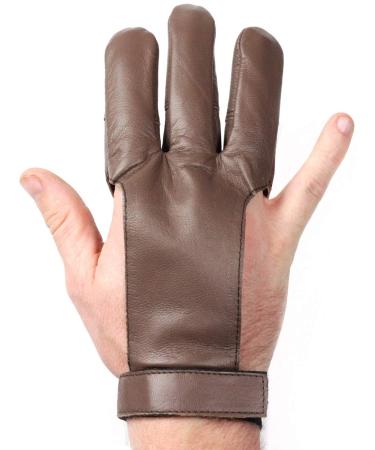 Striker Bows Brown Three Finger Archery Glove Genuine Handmade Leather X-Large