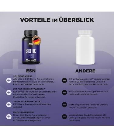 ESN Biotic Pro - 30 Capsules for Intestinal Flora | 4 Clinically Studied Bacterial Strains | International Shipping Available - Buy Online on GoSupps.com