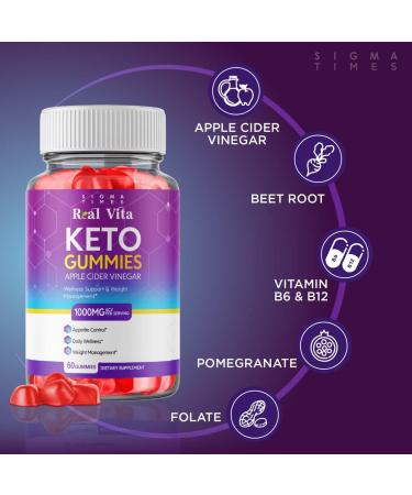 Real Vita Keto Gummies for Weight Loss Support - ACV & Organic Ingredients - 180 Gummies - Buy Online on GoSupps.com