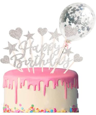 Cake Topper Stitch Cake Topper Happy Birthday Cake Topper for Boy Girl Kids Men Women Happy Birthday Sign for Cake (SILVER) - Buy Online on GoSupps.com