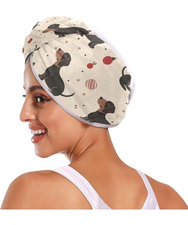 Black Dachshund Hair Towel 2 Pack | Super Absorbent Quick Dry Turbans for Women & Girls - Buy Online on GoSupps.com