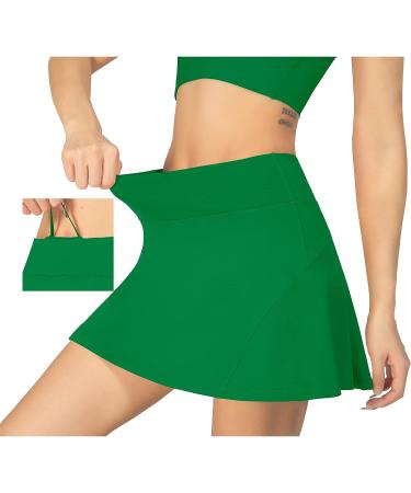 MCEDAR Women's Kelly Green Tennis Skirt with Pockets & Built-in Shorts | Athletic Golf Skort for Running & Workouts - Size Small - Buy Online on GoSupps.com
