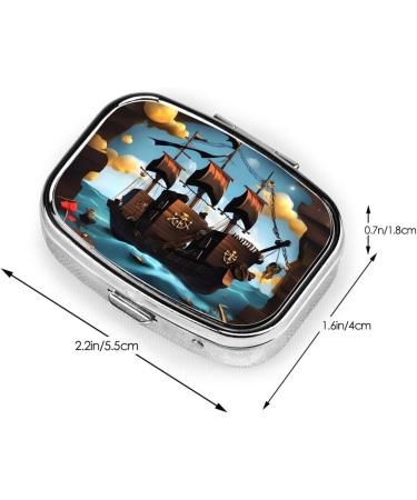 Cartoon Pirate Ship Pill Case - 2 Compartment Travel Organizer | Cute Pill Box for Purse & Travel Gifts - Buy Online on GoSupps.com