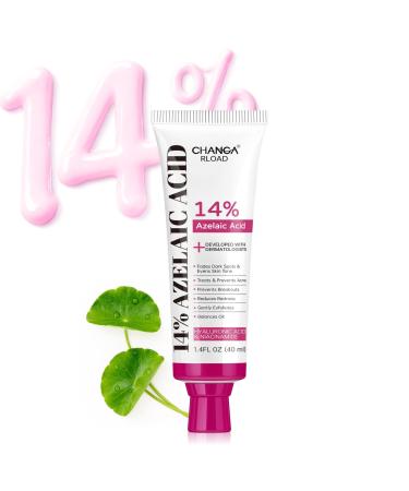 14% Azelaic Acid Acne Cream with Niacinamide & Centella Azelaic Acid Facial Serum Smooth & Even Skin Tone Reduce the Appearance of Blemishes Dark Spots & Uneven Skin Gentle Hydrating Formula 1.4oz 1.4 Fl Oz (Pack of 1)